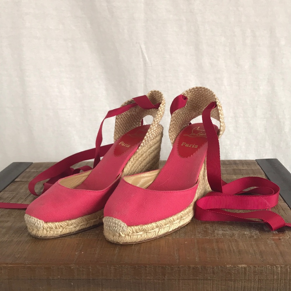 Christian Louboutin red Wedge Espadrilles